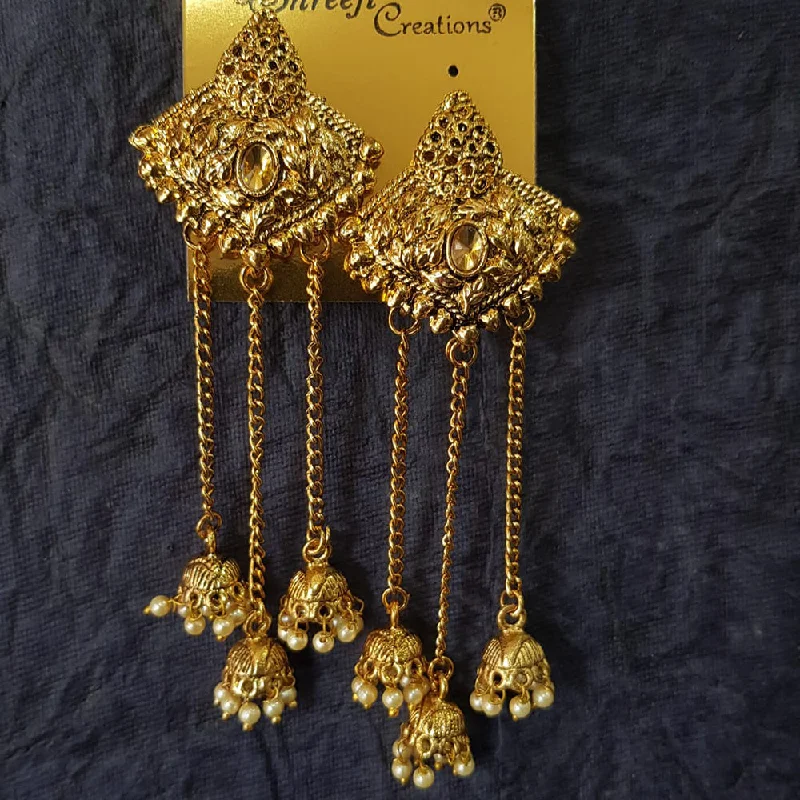 women’s gemstone dangly earrings-Shreeji Gold Plated Crystal  Stone Dangler Earrings