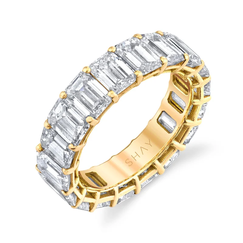 women’s square rings-DIAMOND EMERALD CUT ETERNITY RING, 8cts