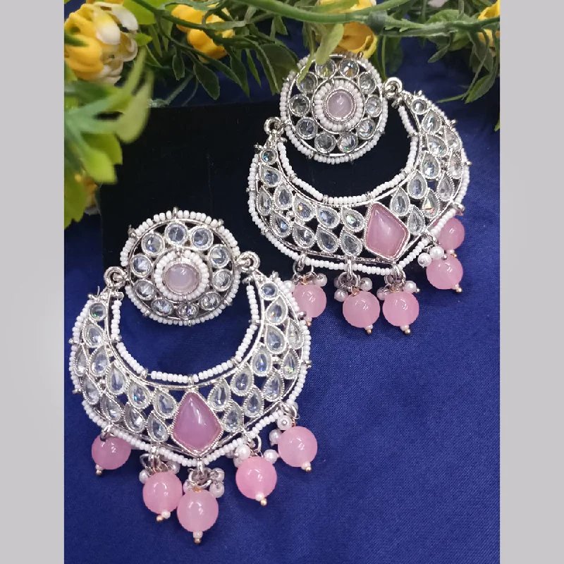 women’s diamond drop earrings-Exotica Collection Silver Plated Crystal And Pearl  Dangler Earrings