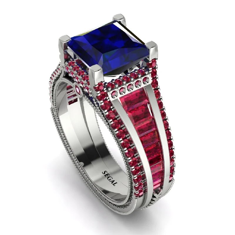 women’s solitaire engagement rings-Princess Geometric Sapphire Engagement Ring - Marilyn No. 60