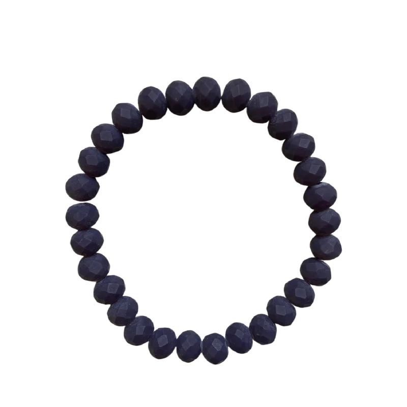 women’s gemstone bracelets-Matte Violet Faceted Rondelle 8mm Bracelet