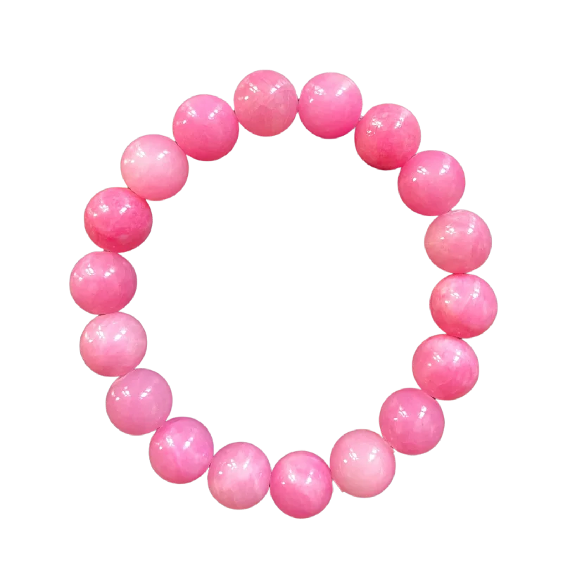 women’s silver-plated bracelets-Flamingo Pink Jade 10mm Bracelet