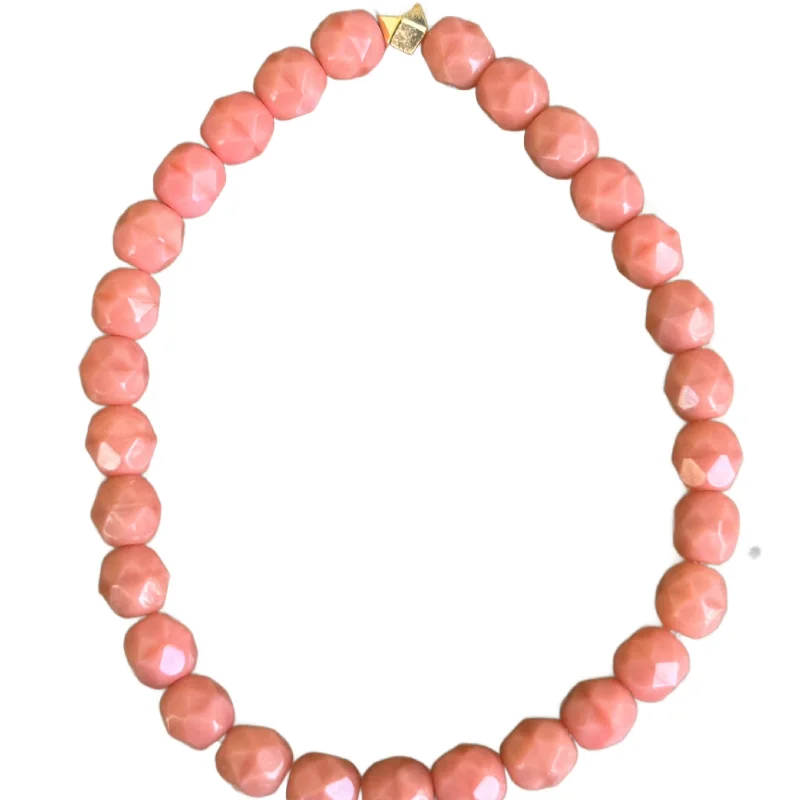 women’s personalized bracelets-Soft Pink Faceted 6mm Bracelet