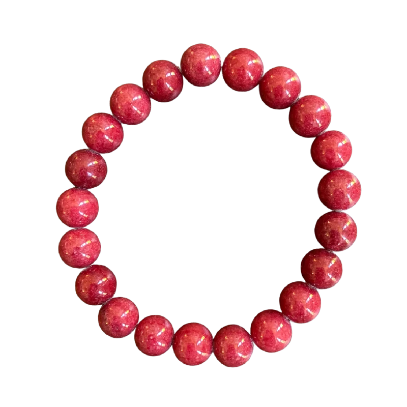 women’s luxury bracelets-Coral Red Jade 10mm Bracelet