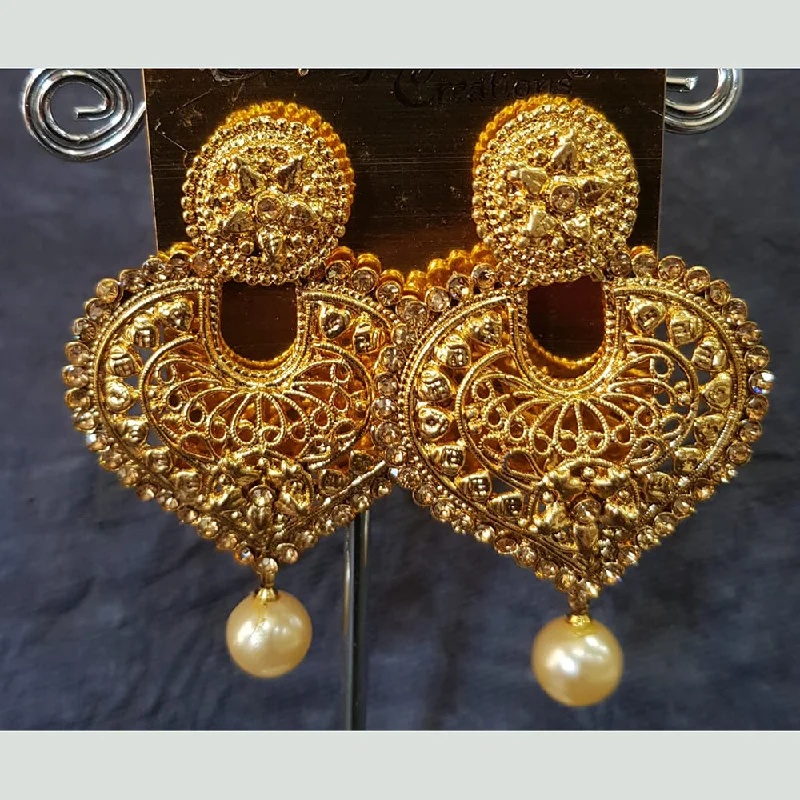 women’s rose gold earrings-Shreeji Gold Plated Austrian  Stone Dangler Earrings