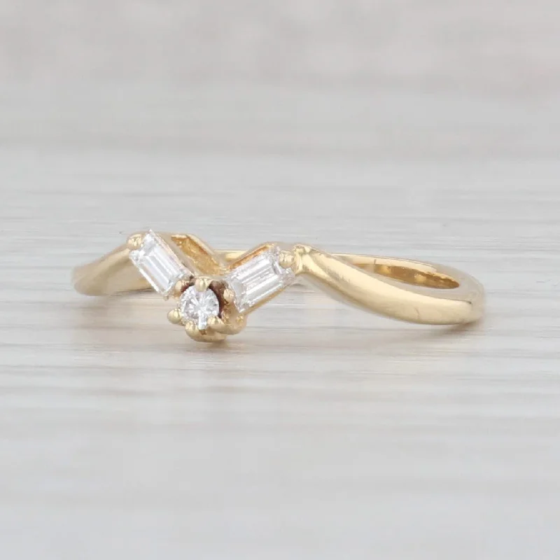 women’s bespoke engagement rings-0.16ctw Contoured Diamond Ring 18k Yellow Gold Size 6.25 Wedding Band