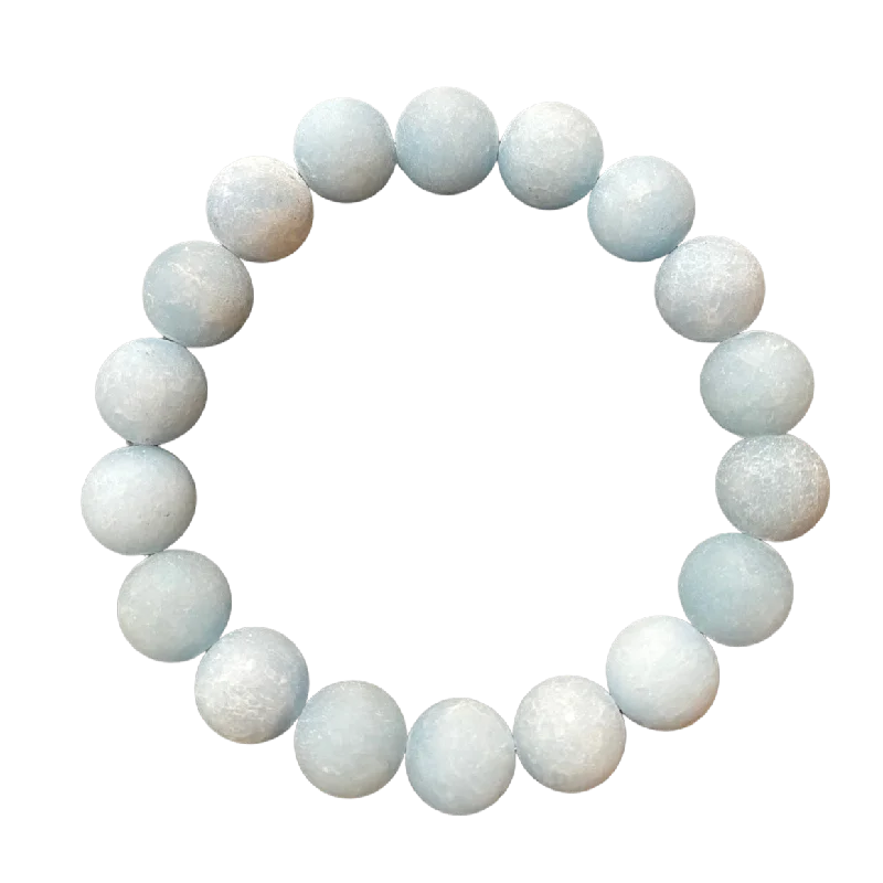 women’s large bangles-Matte Powder Blue Jade 10mm Bracelet