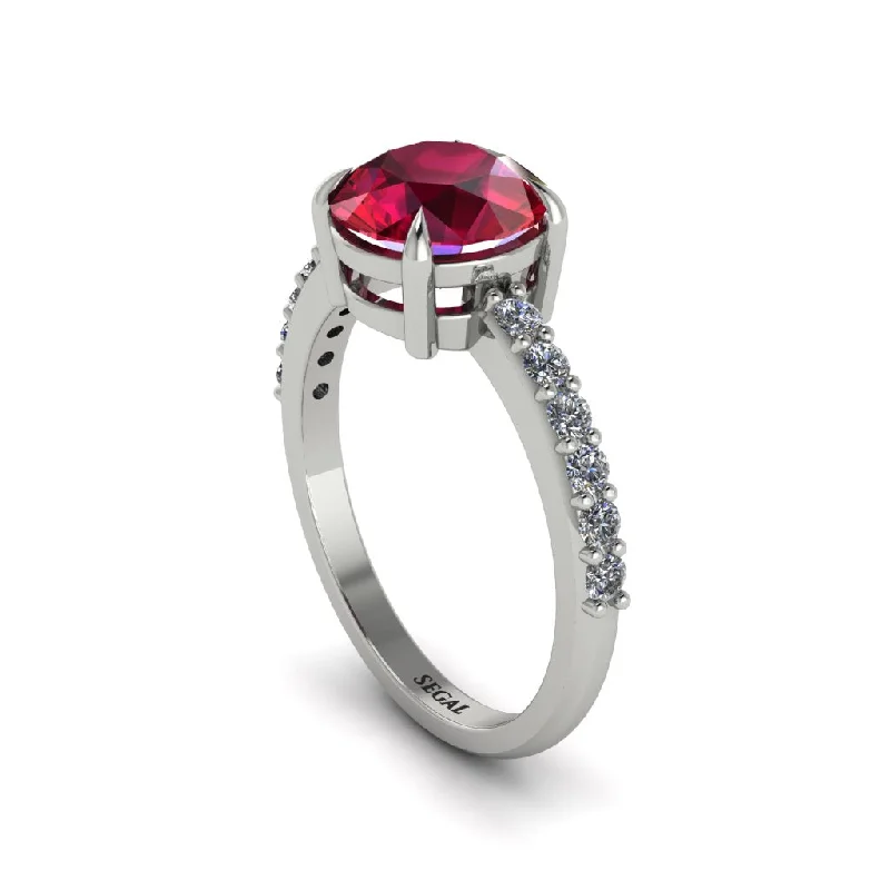 women’s three-stone sapphire engagement rings-Traditional Ruby Engagement Ring - Elaine No. 12