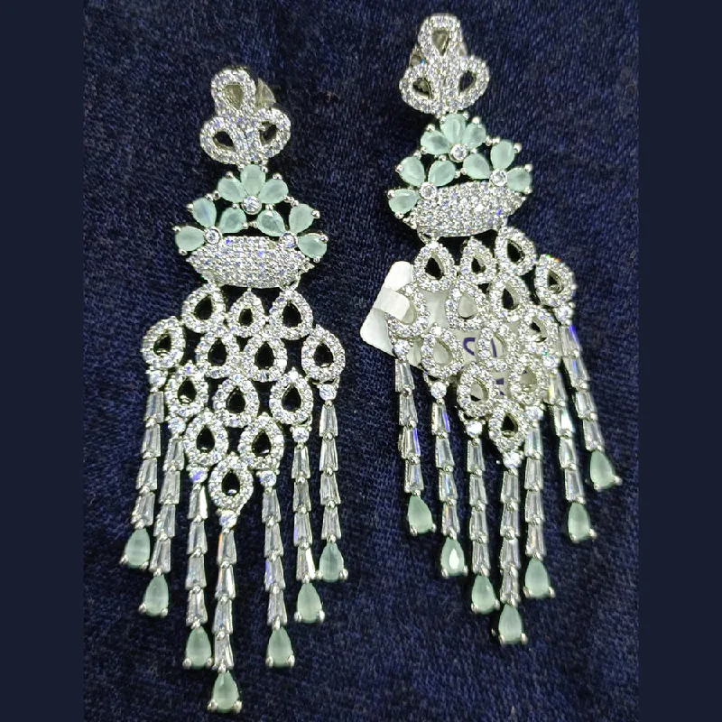 women’s silver earrings-Jain Jewellers Silver Plated AD Dangler Earrings