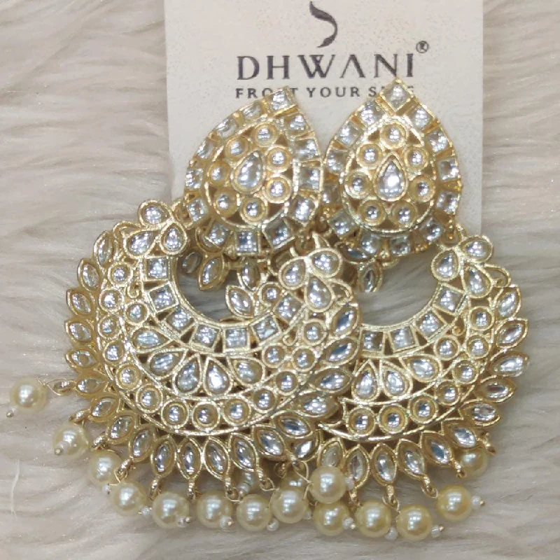 women’s butterfly earrings-Dhwani Gold Plated Kundan Stone Dangler Earrings