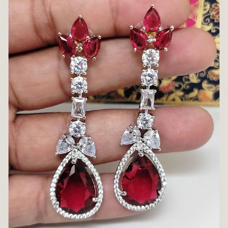 women’s vintage drop earrings-Aamrapali Silver Plated AD Dangler Earrings