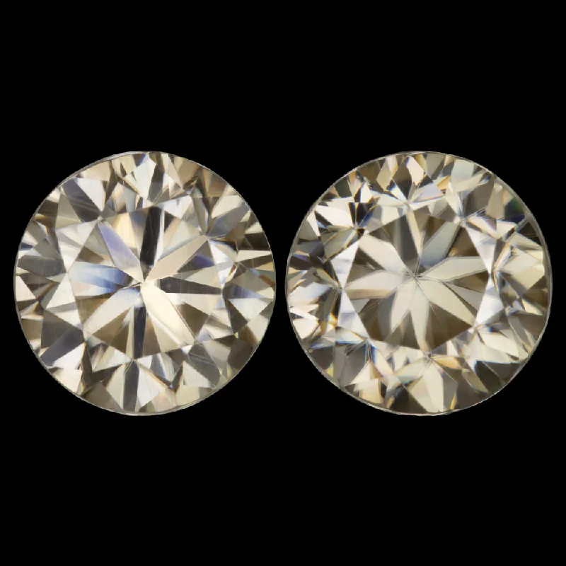 women’s vintage stud earrings-3.5ct CHAMPAGNE MOISSANITE PAIR STUD EARRINGS 8.4mm ROUND BRILLIANT CUT LOOSE