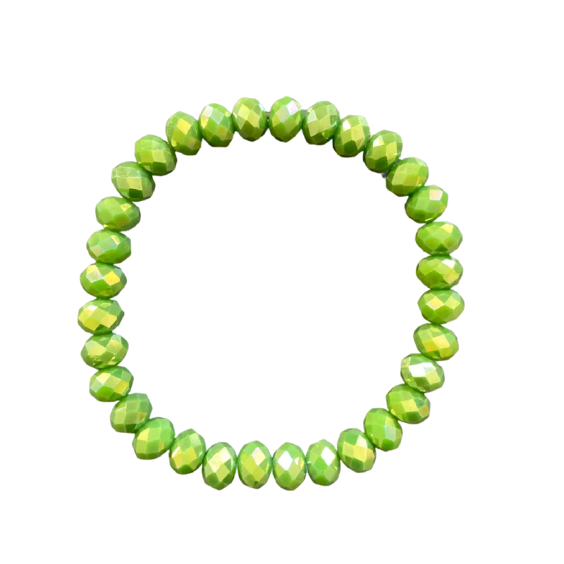 women’s birthday bracelets-Leaf Green AB Faceted Rondelle 8mm Bracelet