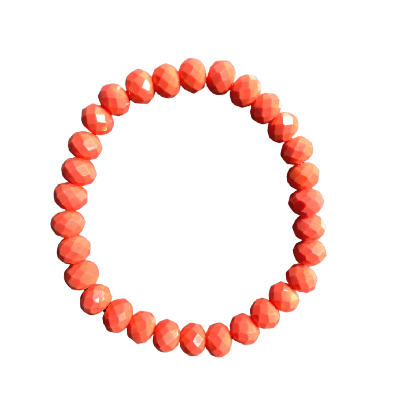 women’s friendship bracelets-Coral Faceted Rondelle 8mm Bracelet