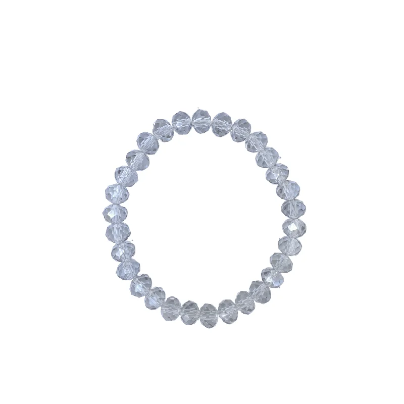 women’s elastic bracelets-Mystic Light Blue Faceted Rondelle 8mm Bracelet