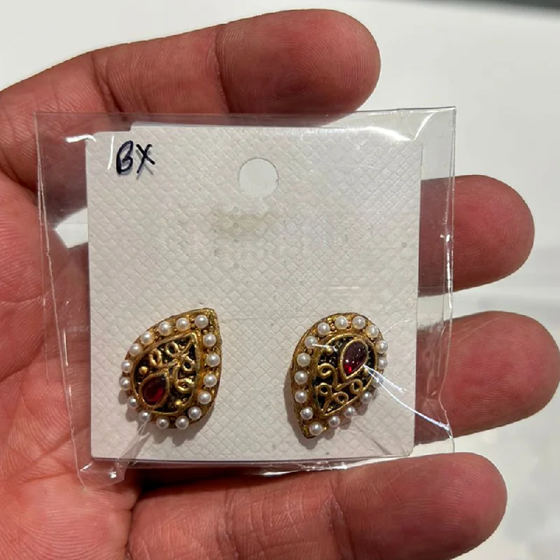 women’s gold stud earrings-Shrisha Gold Plated Pota Stone Stud Earrings