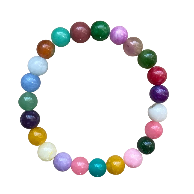 women’s gemstone bracelets-Spring Multicolor Jade 8mm Bracelet