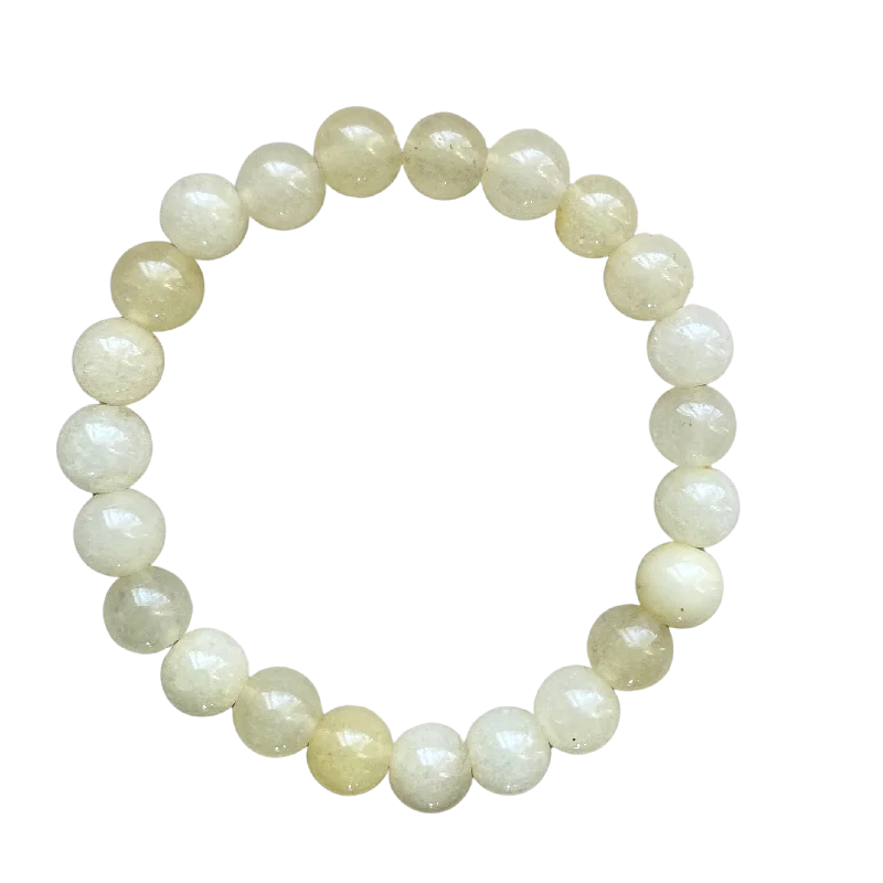 women’s wedding bangles-Pale Lemon Yellow Jade 8mm Bracelet