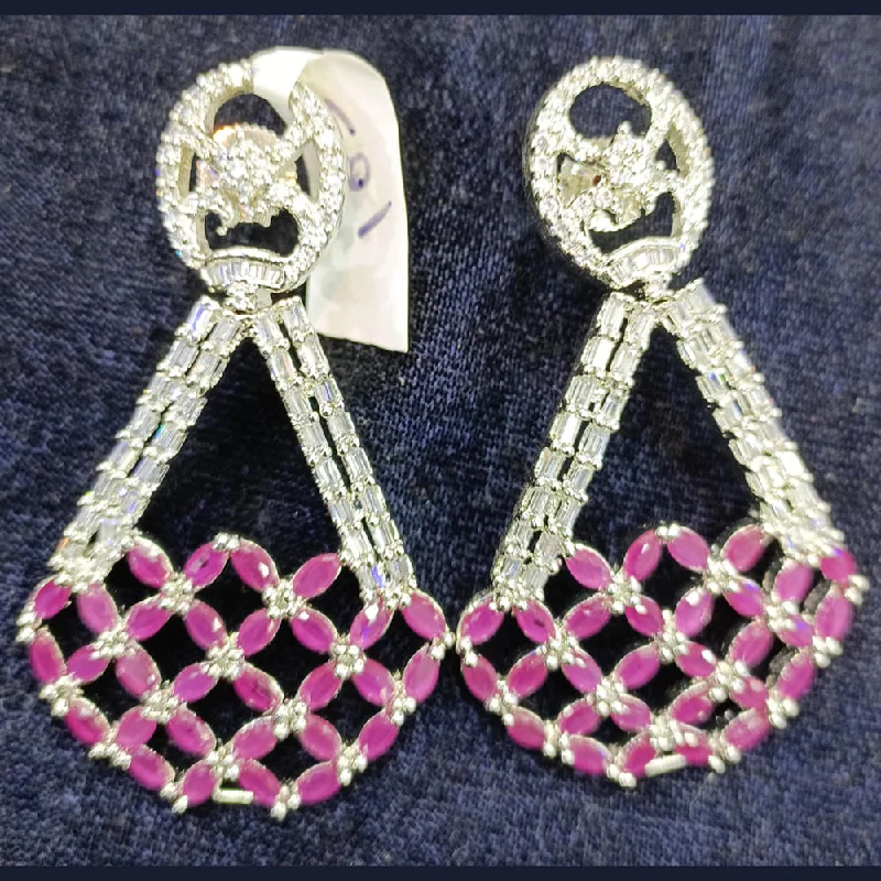 women’s dangly earrings-Jain Jewellers Silver Plated AD Dangler Earrings