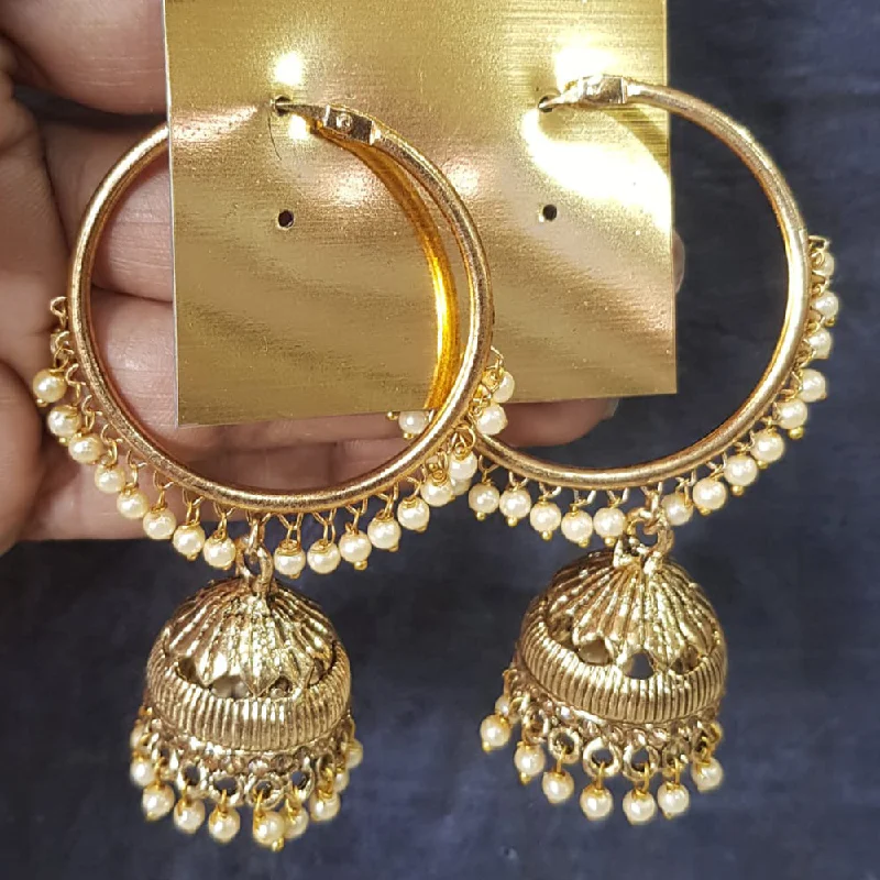 women’s birthday earrings-Shreeji Gold Plated Crystal Stone Jhumki Earrings