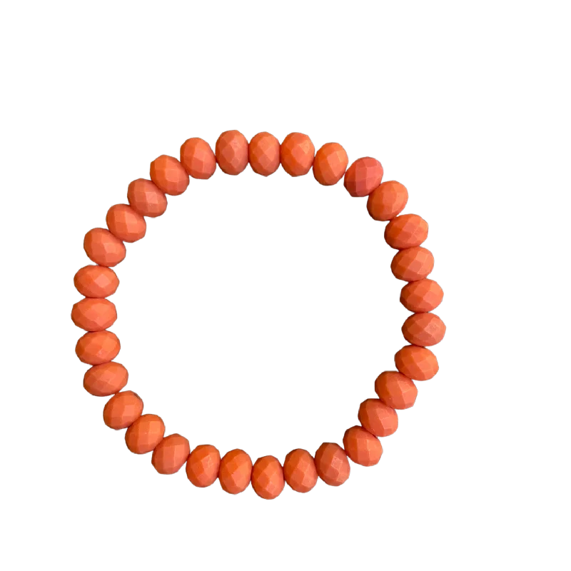 women’s handmade bracelets-Matte #24 Orange Faceted Rondelle 8mm Bracelet