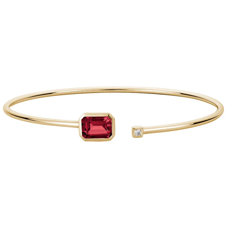 women’s thin bracelets-Gemstone & Diamond Open Top Cuff