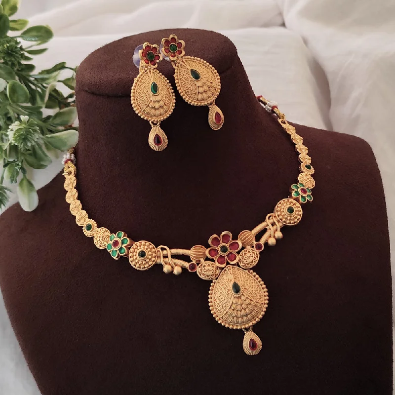 women’s wedding jewelry necklaces-Lalso Lifestyle Gold Plated Delicate Choker Necklace Set