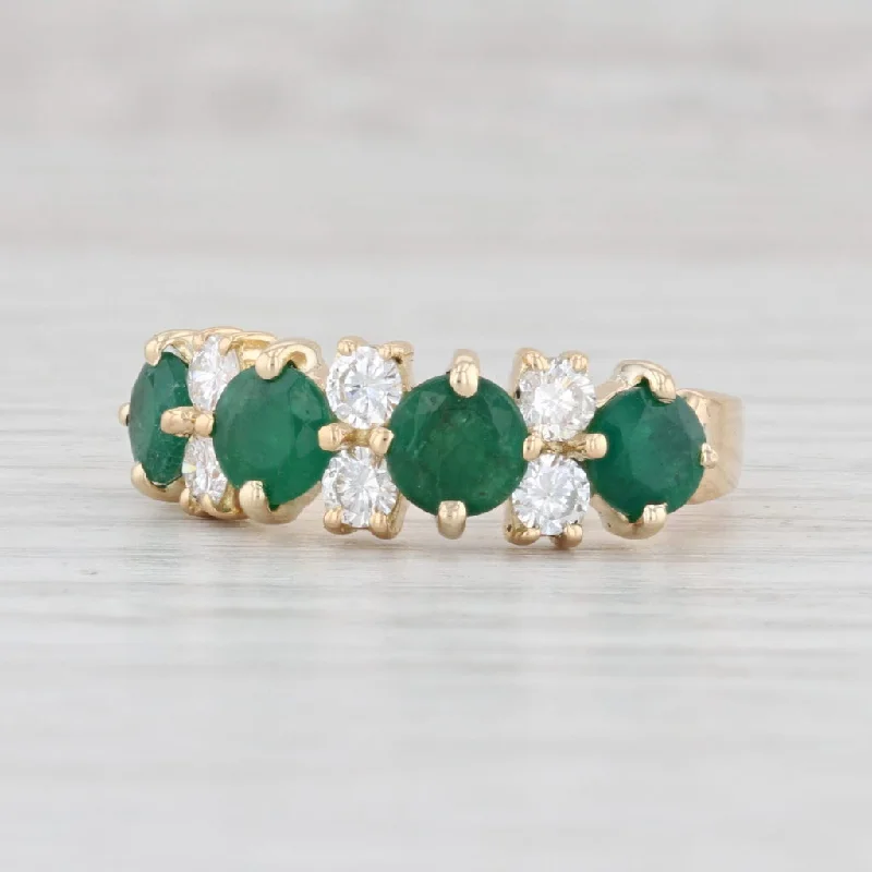 women’s bridal engagement rings sets-2.08ctw Emerald Diamond Ring 18k Yellow Gold Size 7.5 May Birthstone