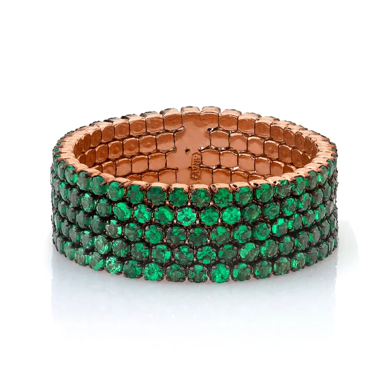 women’s eternity bands-GREEN GARNET 5 THREAD STACK RING