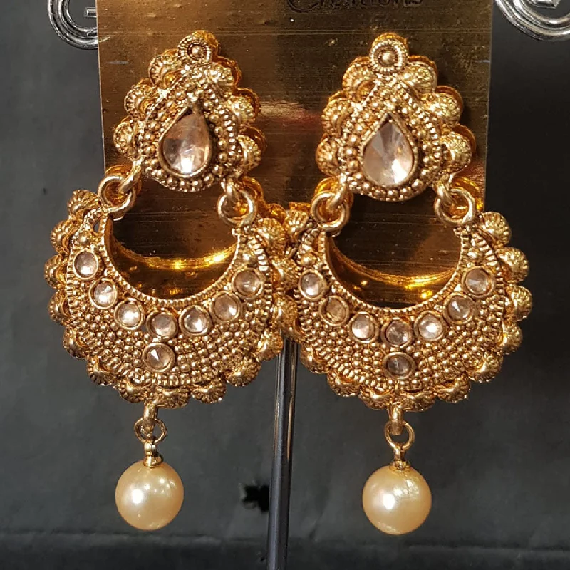 women’s ruby earrings-Shreeji Gold Plated Crystal Stone Dangler Earrings