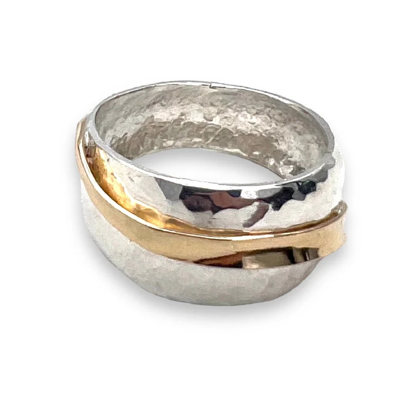 women’s stackable rings-R177 - Half and Half Ring