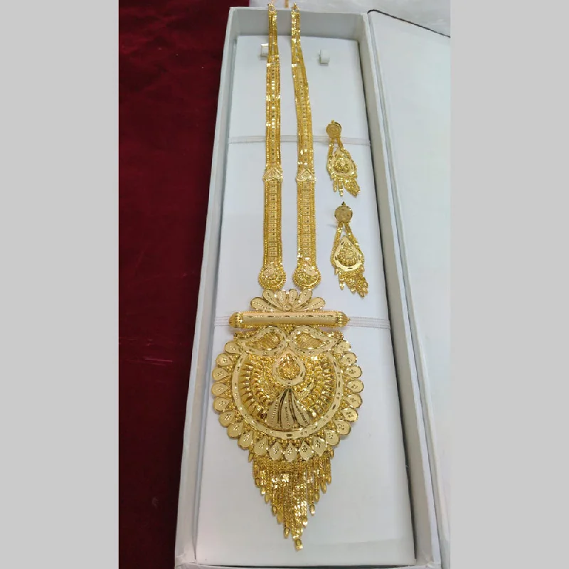 women’s round pendant necklaces-Pari Art Jewellery Forming Gold Long Necklace Set