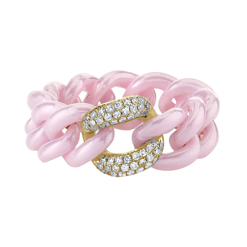 Pink Ceramic/Yellow Gold/Dia