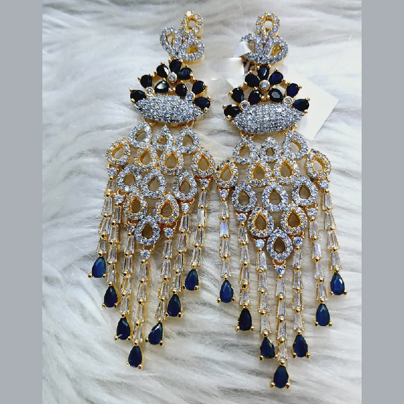 women’s elegant earrings-Jain Jewellers Gold Plated AD Dangler Earrings