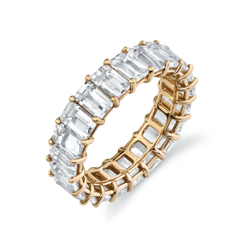 women’s gold wedding rings-WHITE TOPAZ ETERNITY BAND