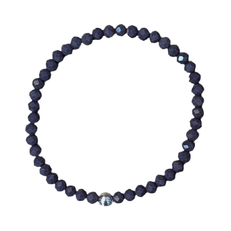 women’s slim bracelets-Smoked Grape Faceted Rondelle 4mm Bracelet