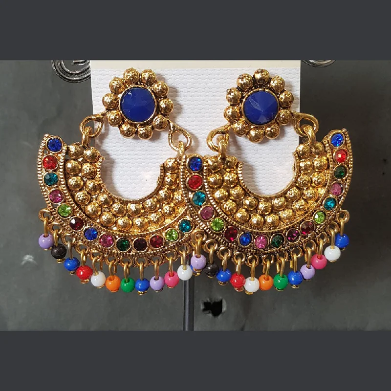 women’s festive earrings-Shreeji Gold Plated Crystal Stone Dangler Earrings