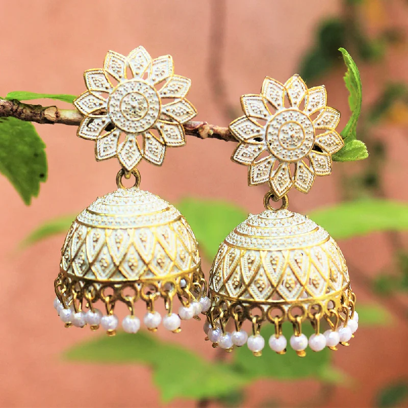 women’s gemstone earrings-H K Fashion Antique Gold  Beads Jhumki Earrings