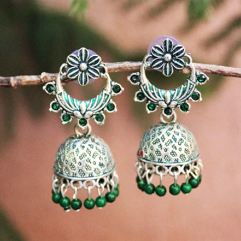 women’s gemstone dangly earrings-H K Fashion Silver Plated Austrian Stone Jhumki  Earrings