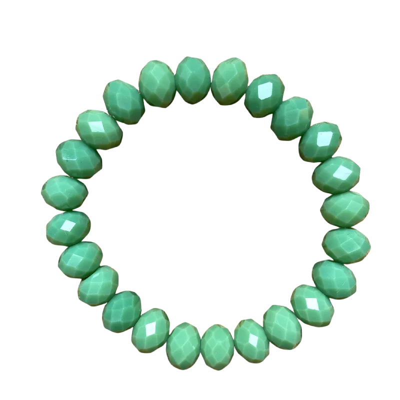 women’s heart-shaped bracelets-Matcha Green Tea Faceted Rondelle 8mm Bracelet