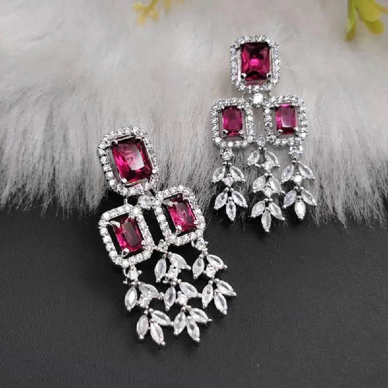 women’s gemstone earrings-Aamrapali  Silver Plated  American  Diamond  Dangler  Earrings