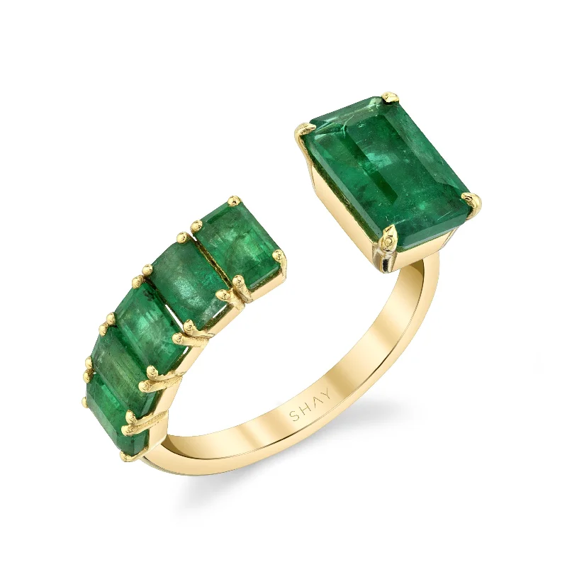 women’s designer rings-FLOATING EMERALD RING