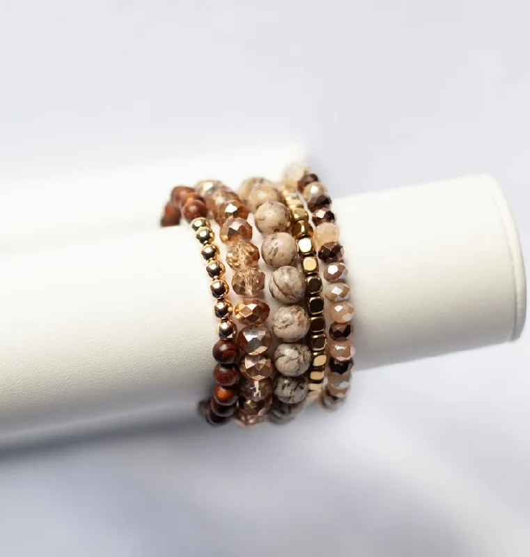 women’s gold-plated bangles-Hot Cocoa Bracelet Stack