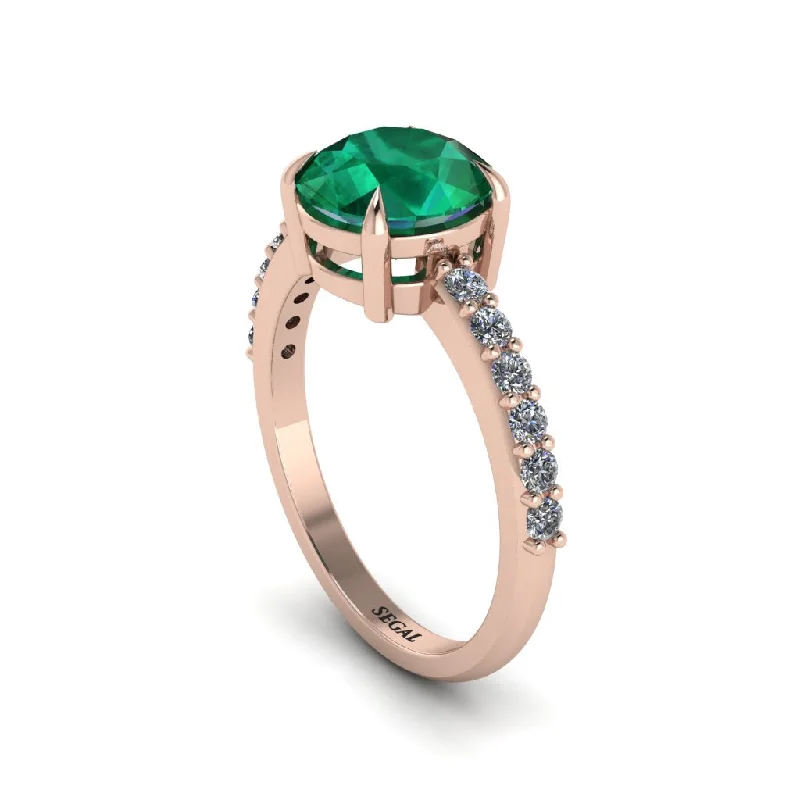 women’s wedding engagement solitaire rings-Traditional Emerald Engagement Ring - Elaine No. 5