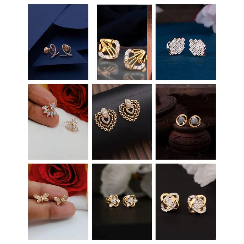 women’s wedding earrings-Manisha Jewellery Gold Plated Austrian Stone Studs Earrings