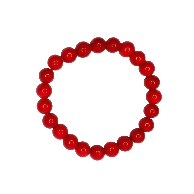 women’s cuff bracelets-Universal Red Riverstone 8mm Bracelet