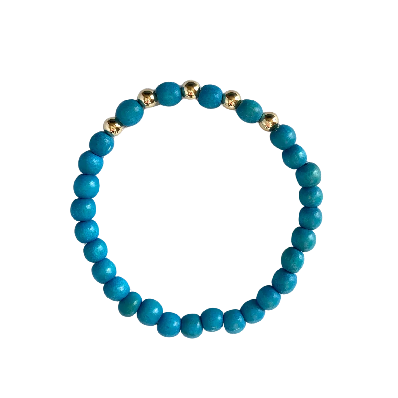 women’s vintage bracelets-Kenley 14kt Gold Filled Macaw Blue Wood 6mm Bracelet