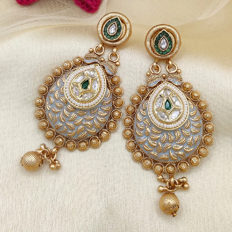 women’s moonstone earrings-Jewel Addiction Copper Rajwadi Finish Pota Stone Dangler Earrings