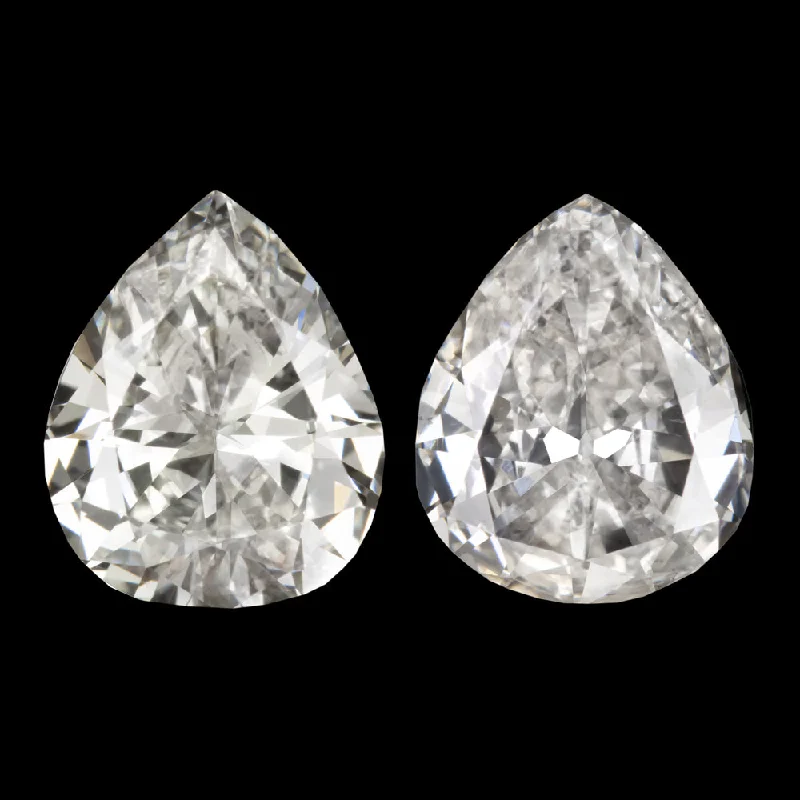 women’s halo earrings-2 CARAT G-H SI2 VINTAGE PEAR CUT DIAMOND STUD EARRINGS TEARDROP LOOSE ESTATE 2ct