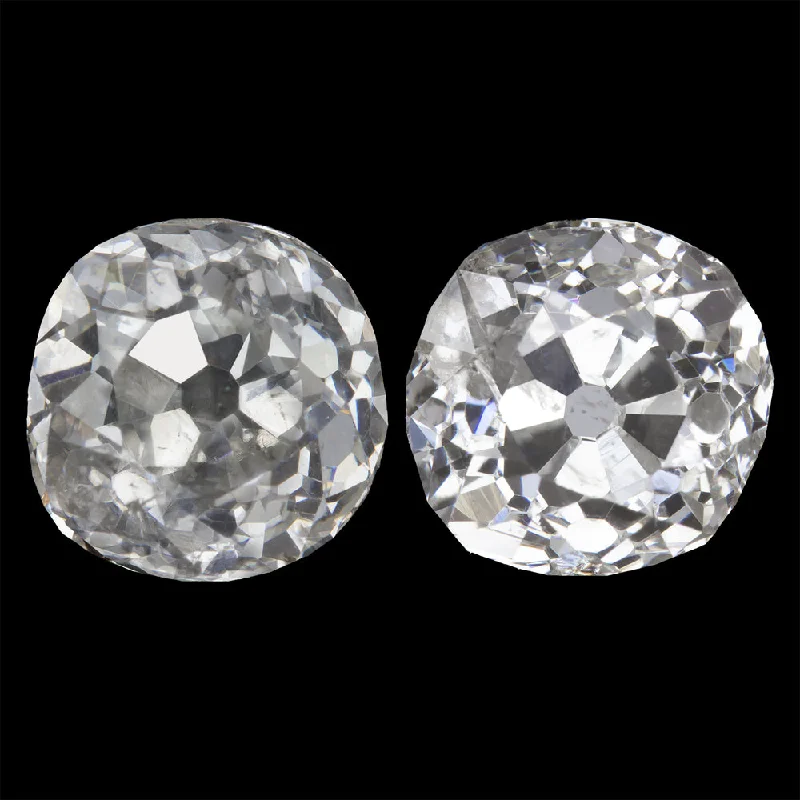 women’s geometric stud earrings-1.34ct OLD MINE CUT DIAMOND STUD EARRINGS F-G SI2 ANTIQUE MATCHING PAIR NATURAL